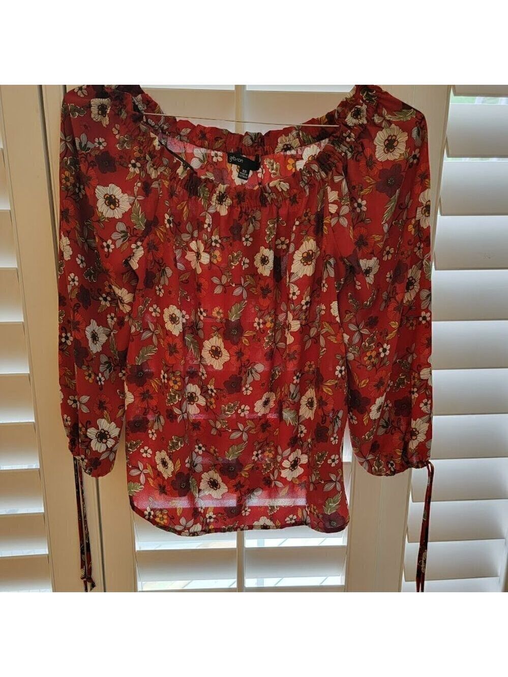 Gibson Floral Off-the-Shoulder Blouse - XS - New with Tags - Picture 2 of 6